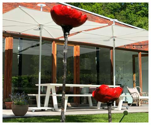 Infina parasol de jardin ǀ  2,5 m carré ǀ Natural ǀ châssis en Alu