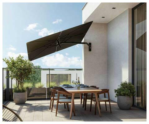 Paraflex UX Balkon Sonnenschirm ǀ Quadratisch ǀ 2,3 m ǀ Black ǀ Neo Halter