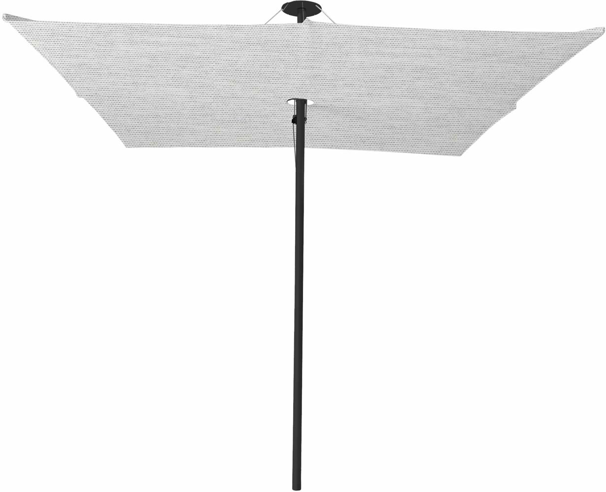 Infina center post umbrella, 2,5 m square, with frame in Dusk and Solidum Marble canopy. 
