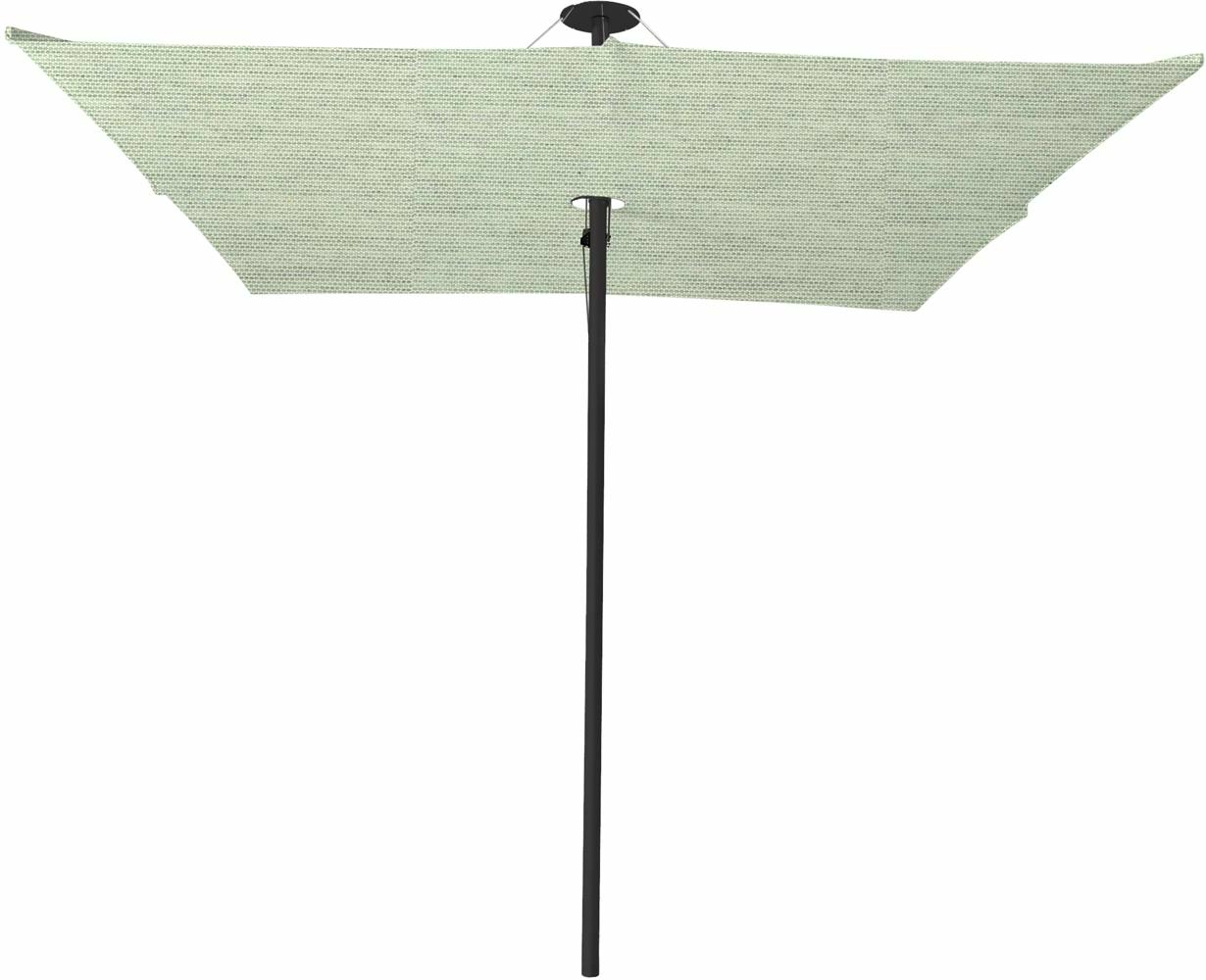 Infina center post umbrella, 3 m square, with frame in Dusk and Solidum Mint canopy. 