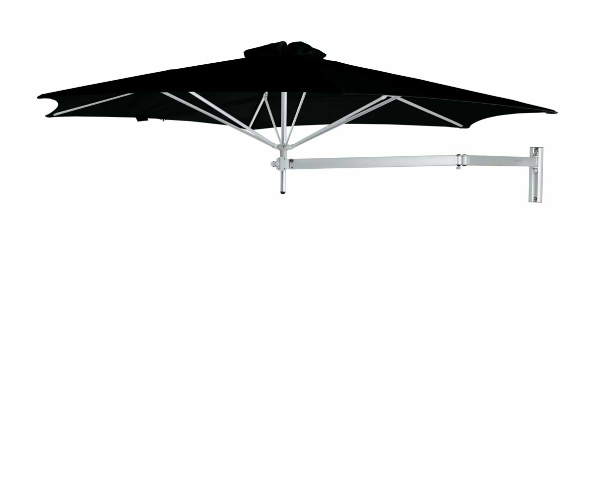 Paraflex wall mounted parasols round 3 m with Black fabric and a Neo arm