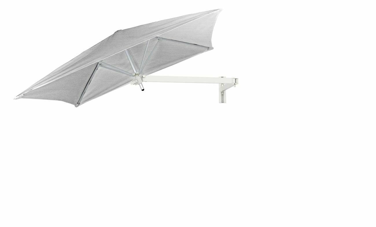 Paraflex wall mounted parasols square 1,9 m with Marble fabric and a Neo arm