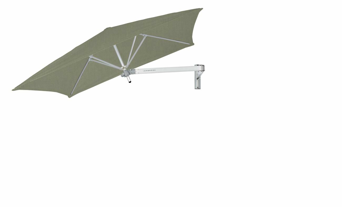 Paraflex wall mounted parasols square 1,9 m with Almond fabric and a Classic arm