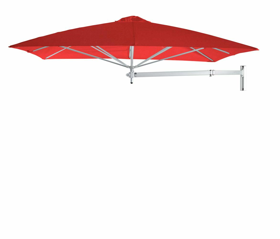 Paraflex wall mounted parasols square 2,3 m with Pepper fabric and a Neo arm
