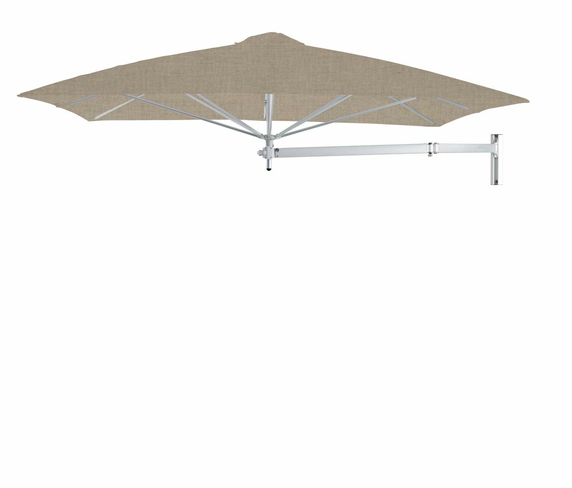 Paraflex wall mounted parasols square 2,3 m with Sand fabric and a Neo arm