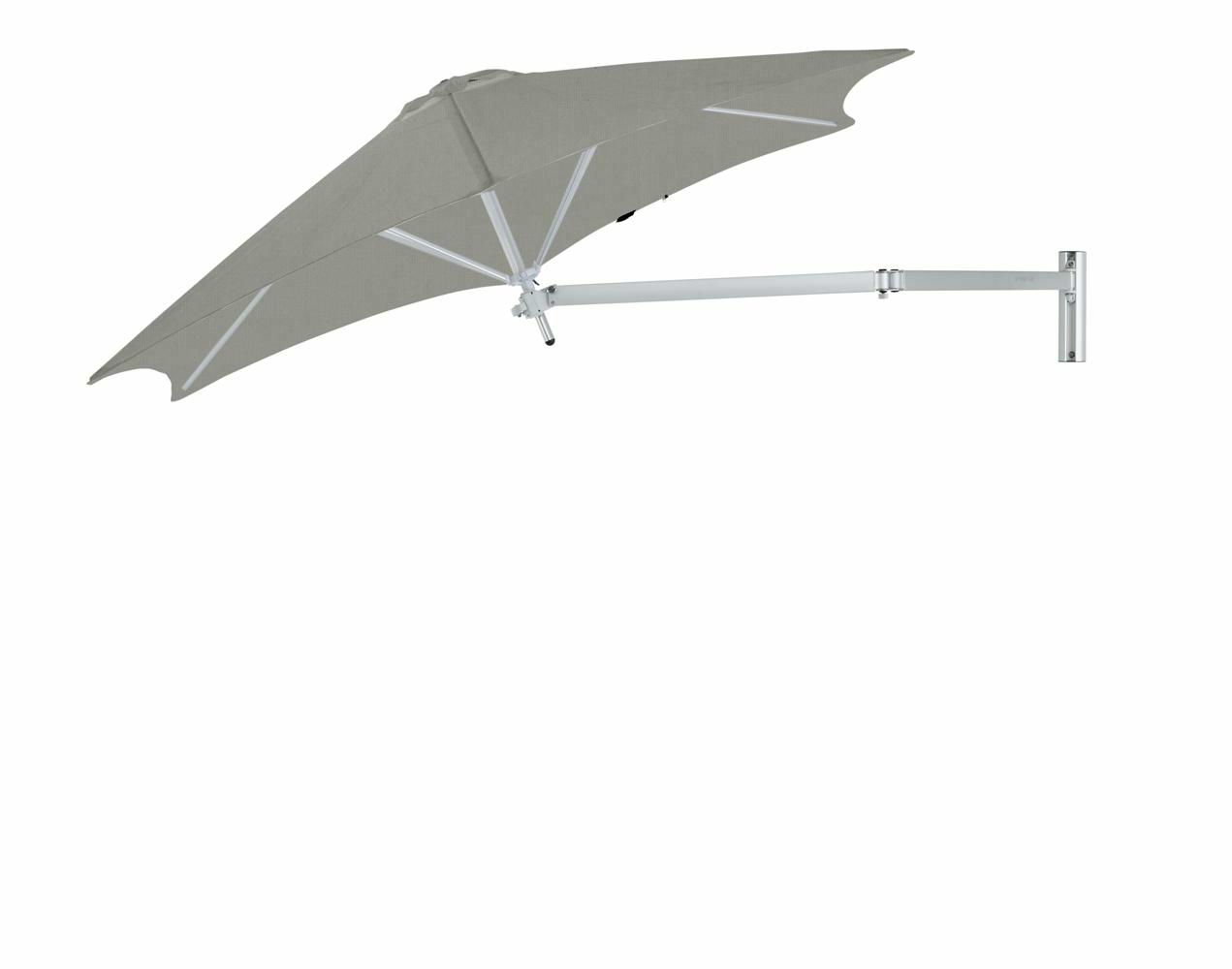 Paraflex wall mounted parasols round 2,7 m with Grey fabric and a Neo arm