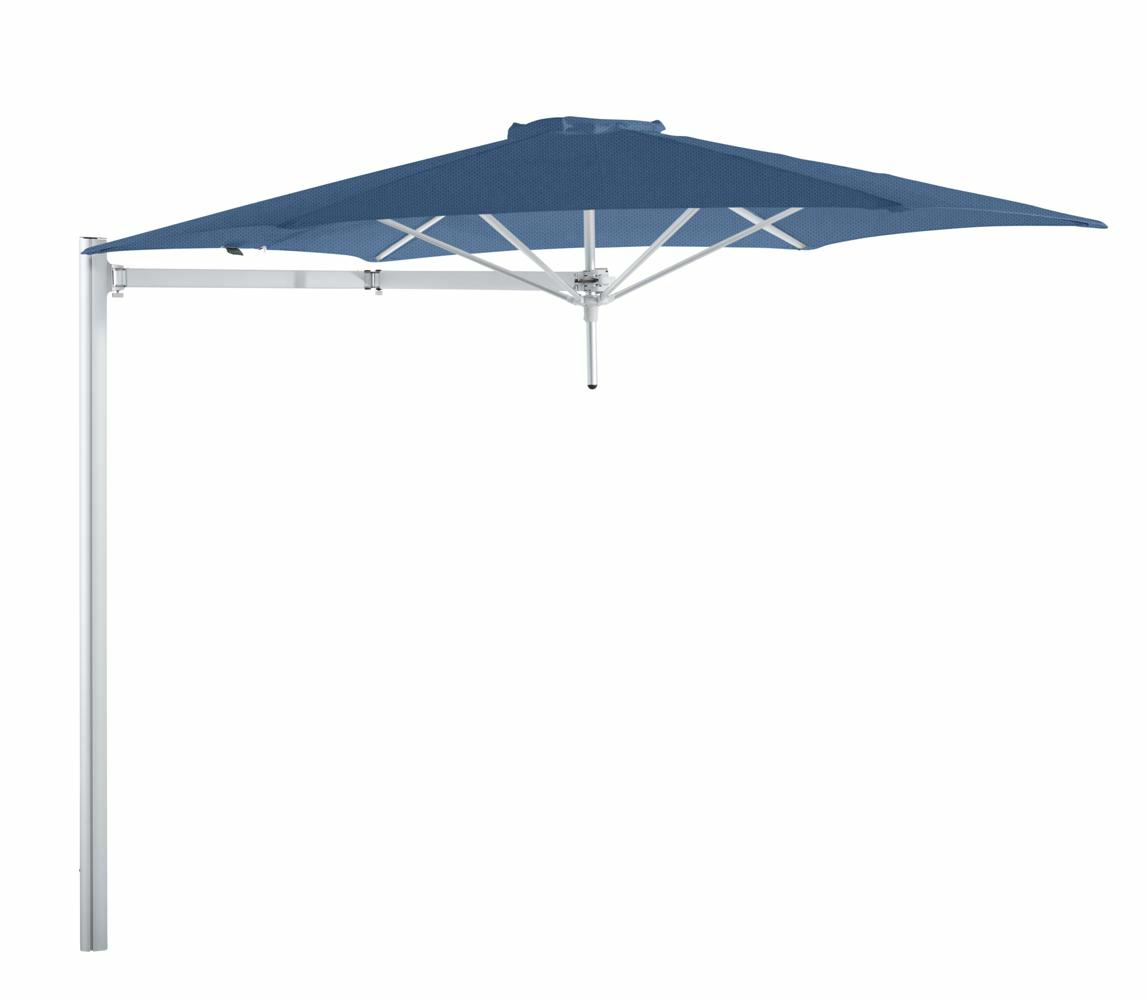 Paraflex cantilever umbrella round 3 m with Blue Storm fabric and a Neo arm