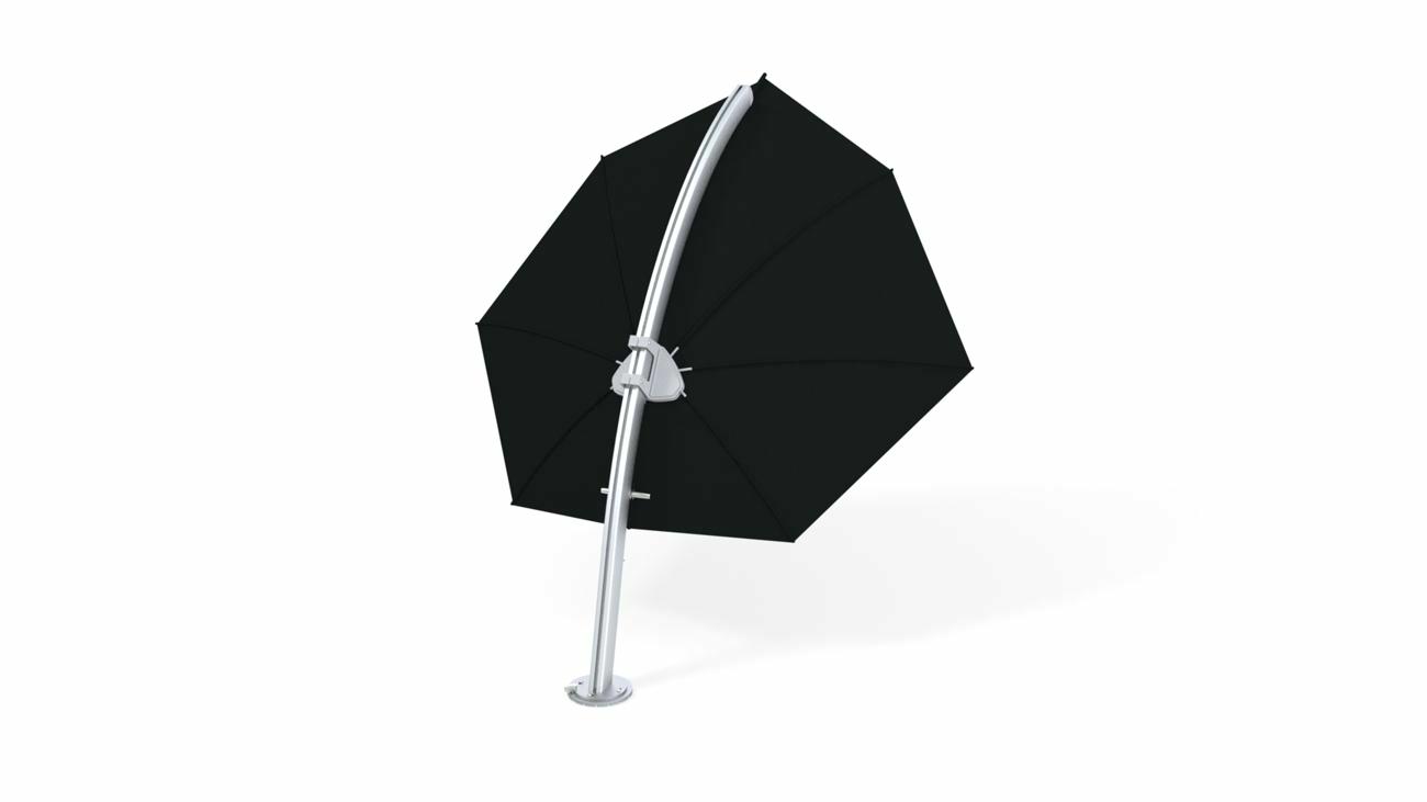 Icarus design umbrella, 3 x 3 m, Aluminum frame, Sunbrella Black fabric