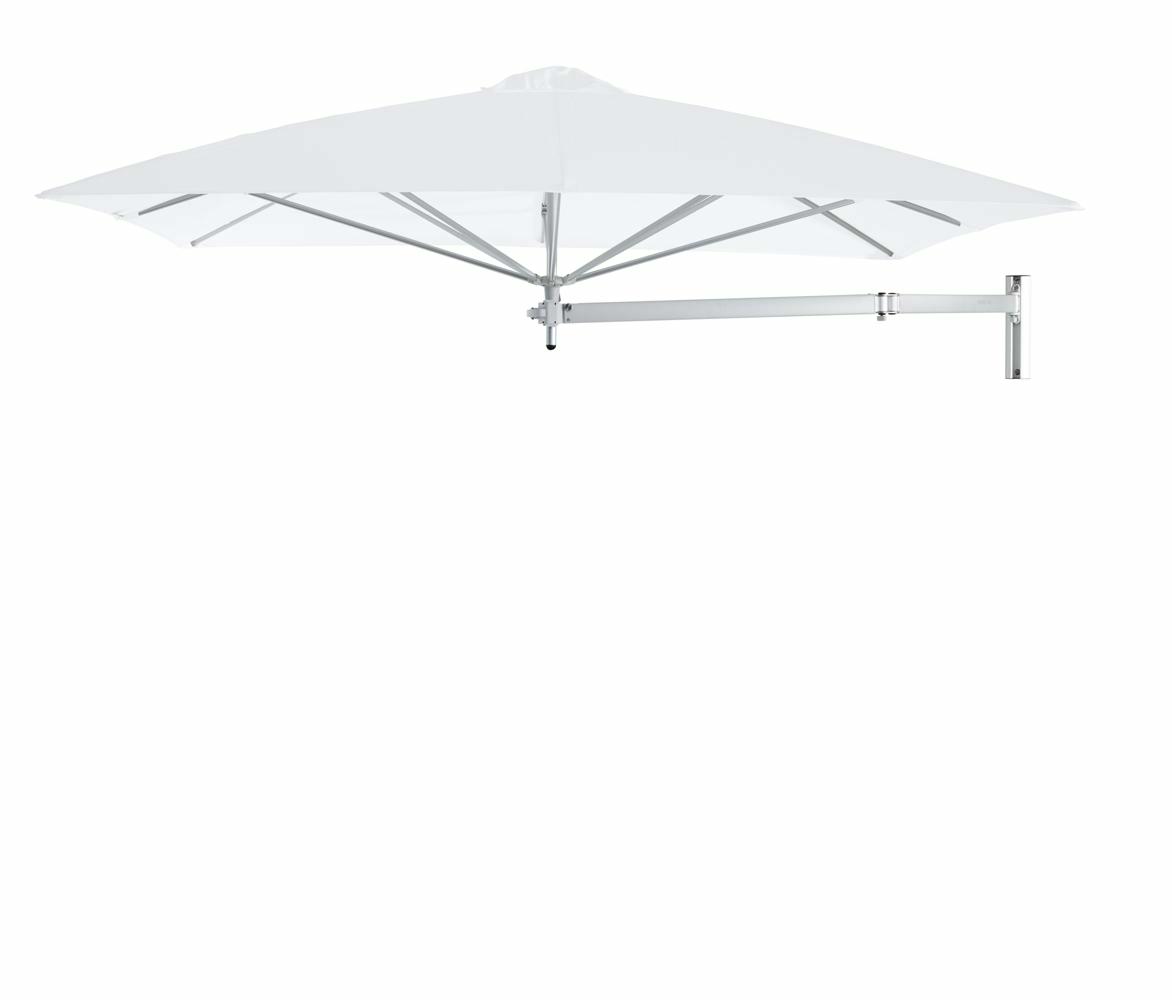 Paraflex wall mounted parasols square 2,3 m with Natural fabric and a Neo arm