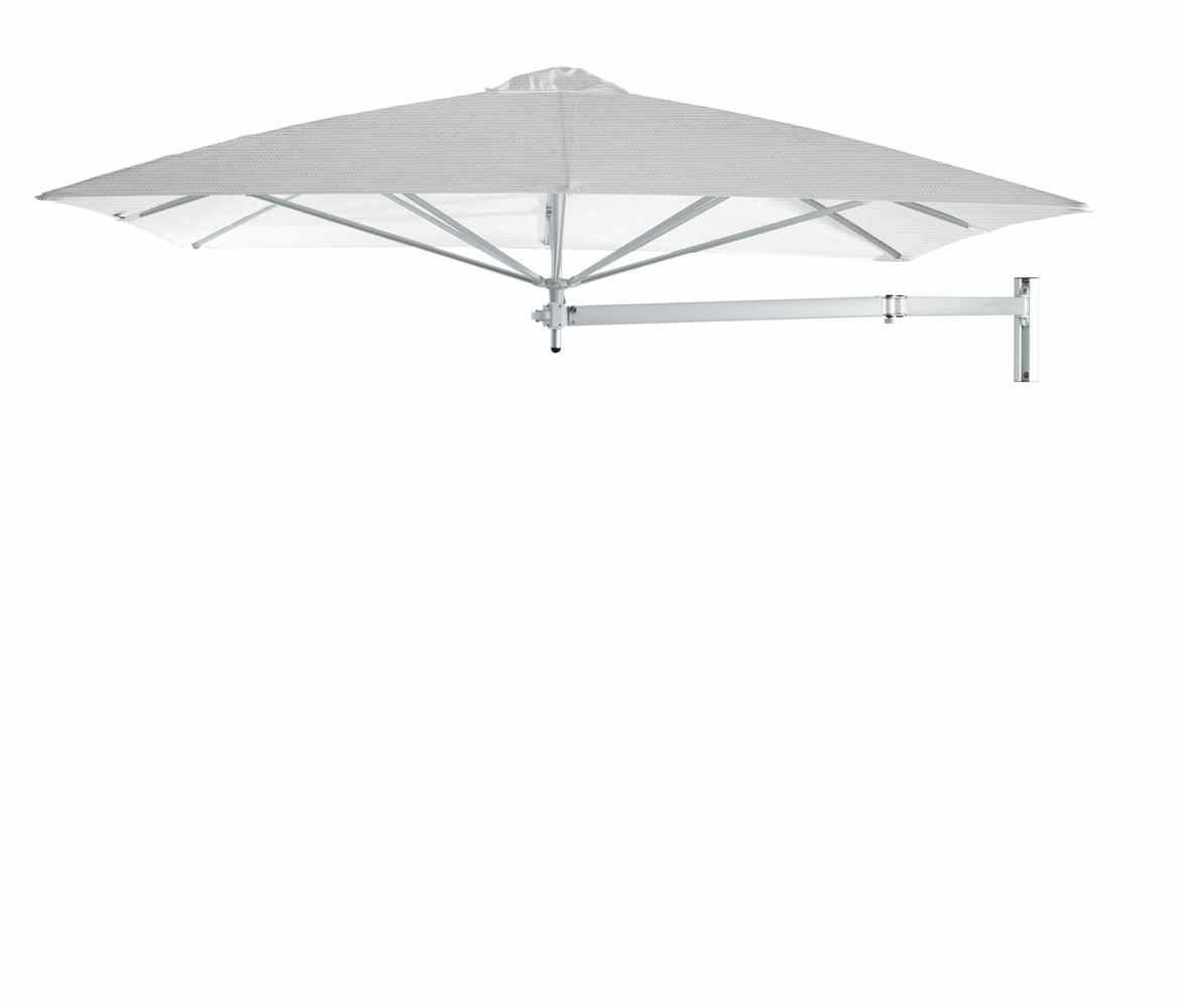 Paraflex wall mounted parasols square 2,3 m with Marble fabric and a Neo arm
