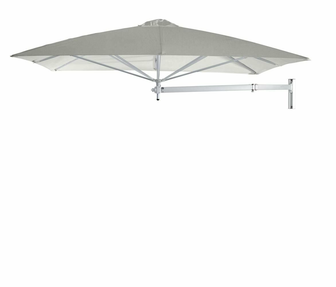 Paraflex wall mounted parasols square 2,3 m with Grey fabric and a Neo arm