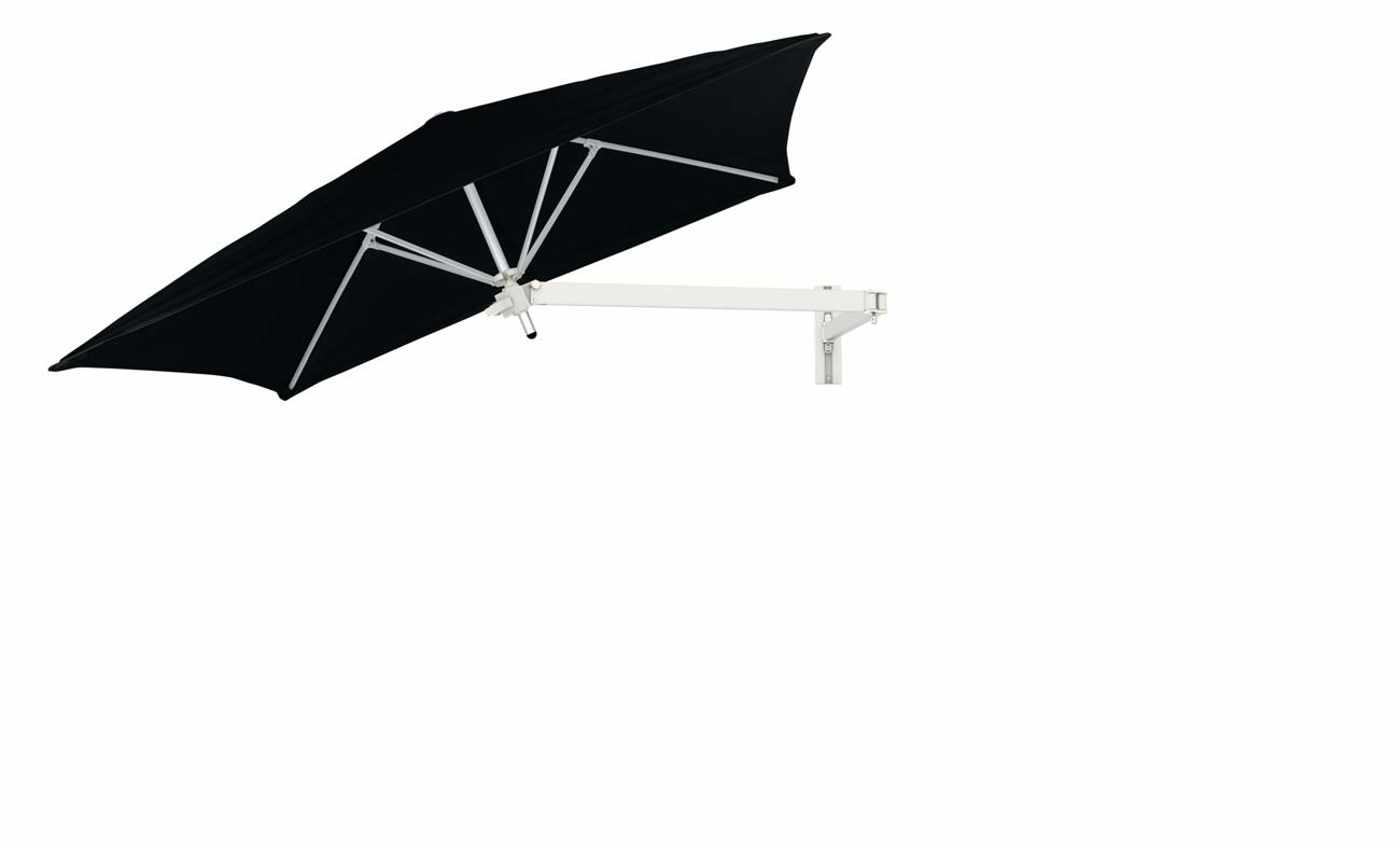 Paraflex wall mounted parasols square 1,9 m with Black fabric and a Neo arm