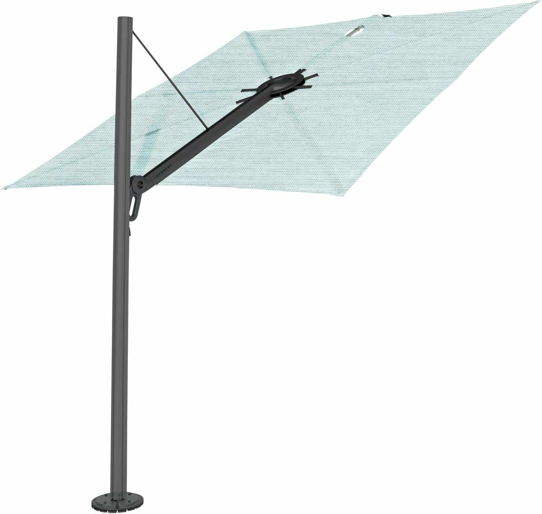 Spectra cantilever umbrella, straight (90°), 300 x 300 square, with frame in Black (15 cm) and Curacao canopy.