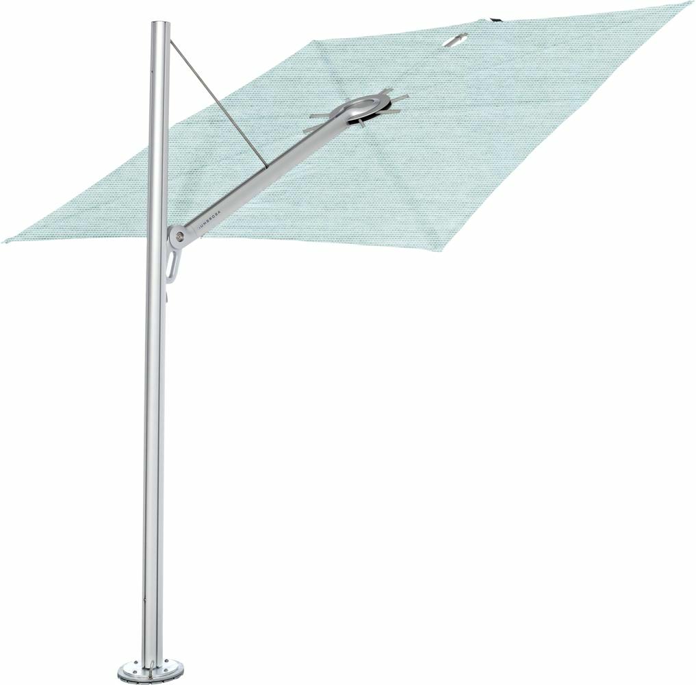 Spectra cantilever umbrella, straight (90°), 300 x 300 square, with frame in Aluminum and Curacao canopy.