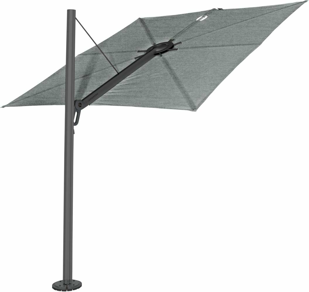 Spectra cantilever umbrella, straight (90°), 300 x 300 square, with frame in Black (15 cm) and Flanelle canopy.