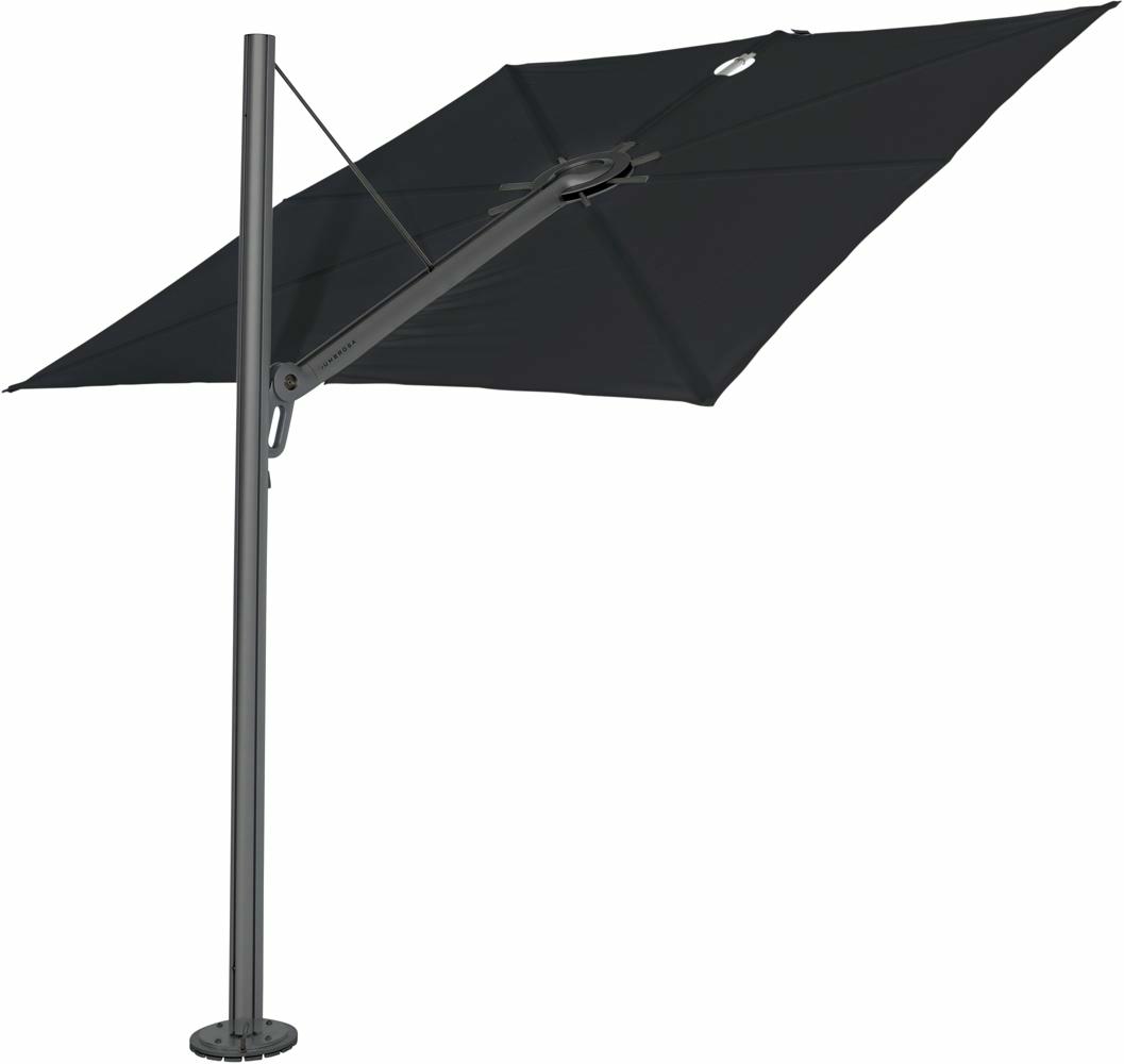 Spectra cantilever umbrella, straight (90°), 300 x 300 square, with frame in Black (15 cm) and Black canopy.