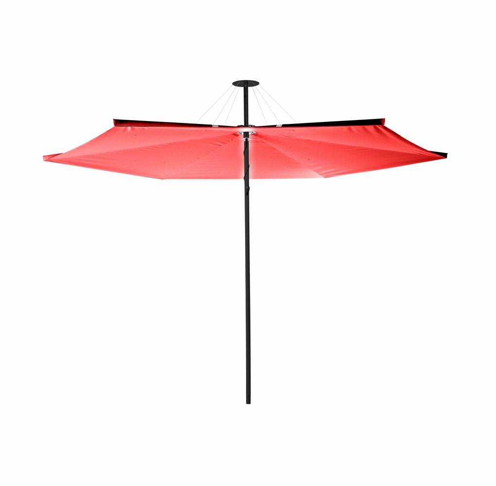 Infina center post umbrella, 3 m round, with frame in Black and Colorum  Pepper canopy.
