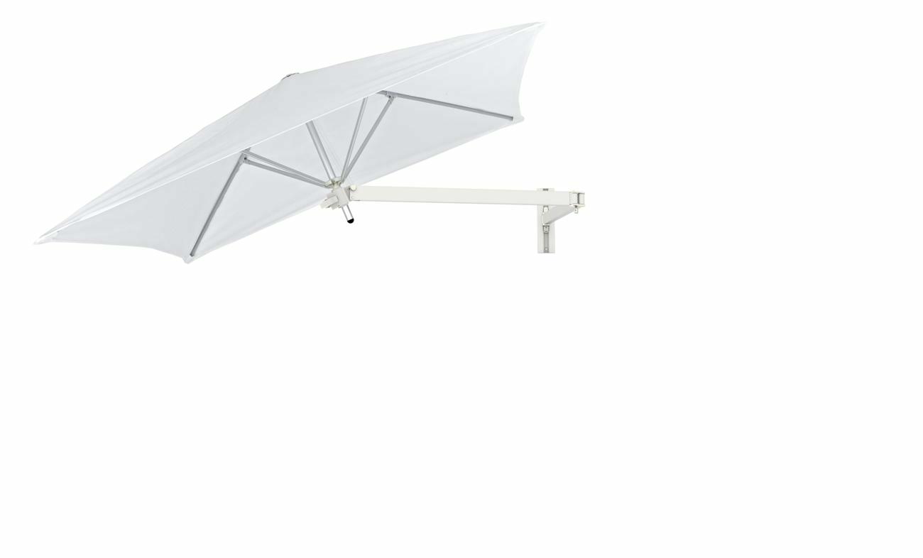 Paraflex wall mounted parasols square 1,9 m with Natural fabric and a Neo arm