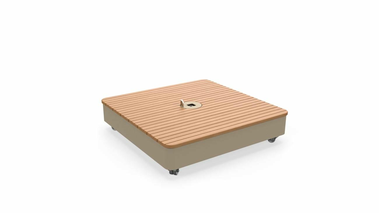 Base mobile Latte, copertura in legno (Thermo Poplar) - (mattonelle non incluse, ruote incluse)