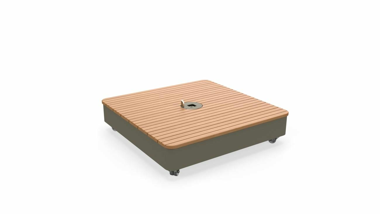 Mobile base Safari, cover in wood (Thermo Poplar) - (tiles not included, wheel set included)