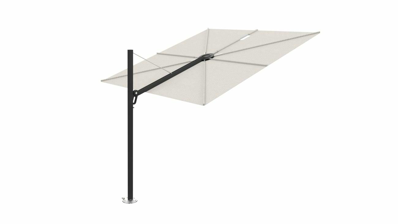 Spectra cantilever umbrella, 2,5 x 2,5 m square, Black (15 cm) frame, Canvas fabric