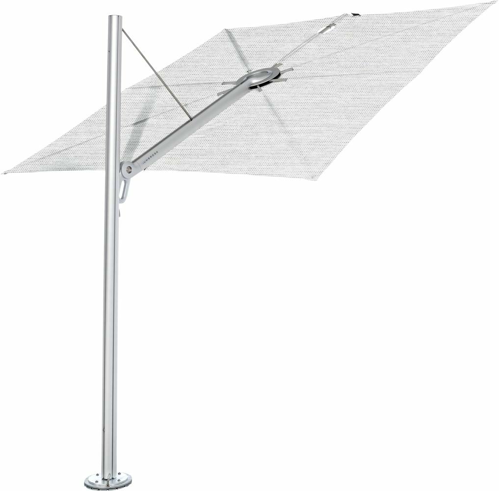 Spectra cantilever umbrella, straight (90°), 300 x 300 square, with frame in Aluminum and Marble canopy.
