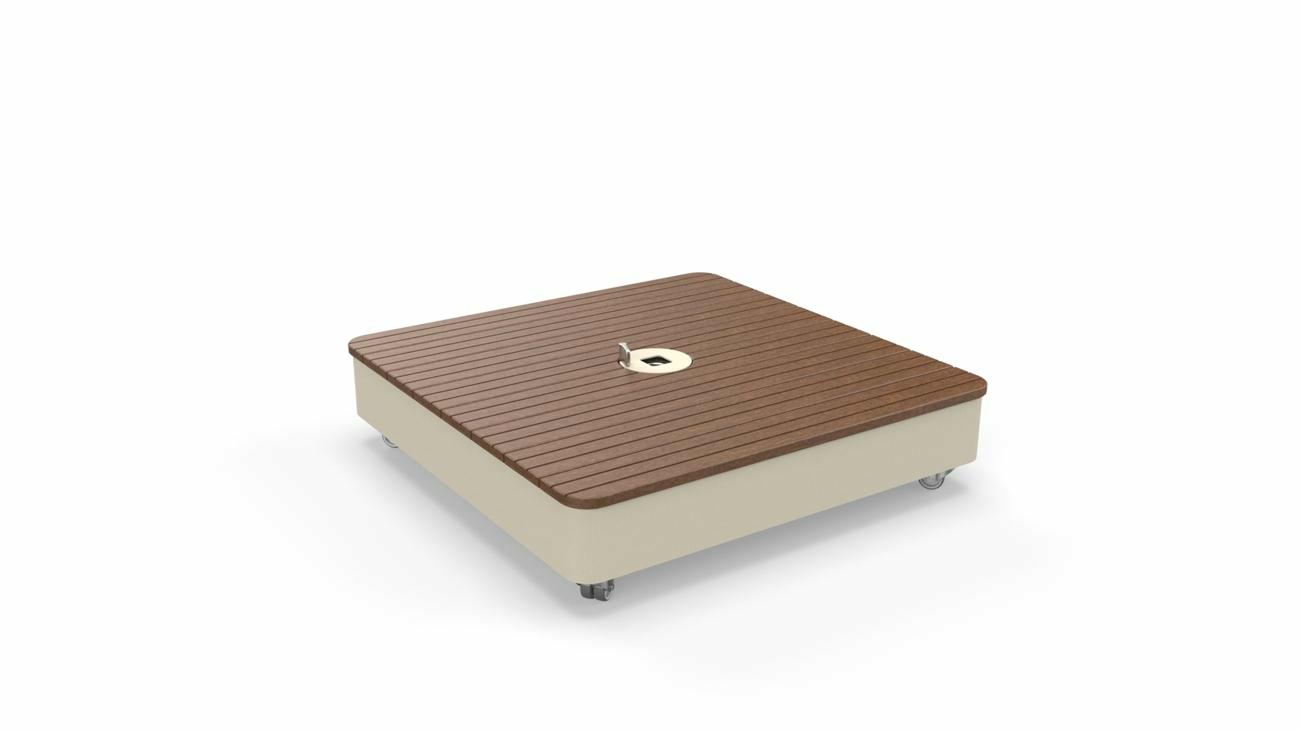 Base de baldosas grande UX Sand set: base -cubierta en madera Thermo Poplar - ruedas - Baldosas no incluidas.