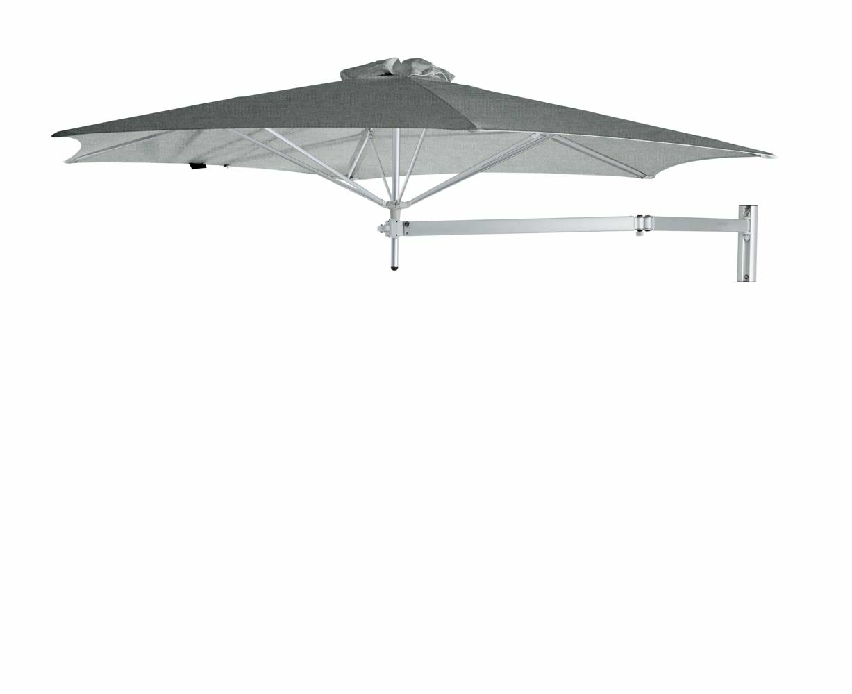 Paraflex wall mounted parasols round 3 m with Flanelle fabric and a Neo arm