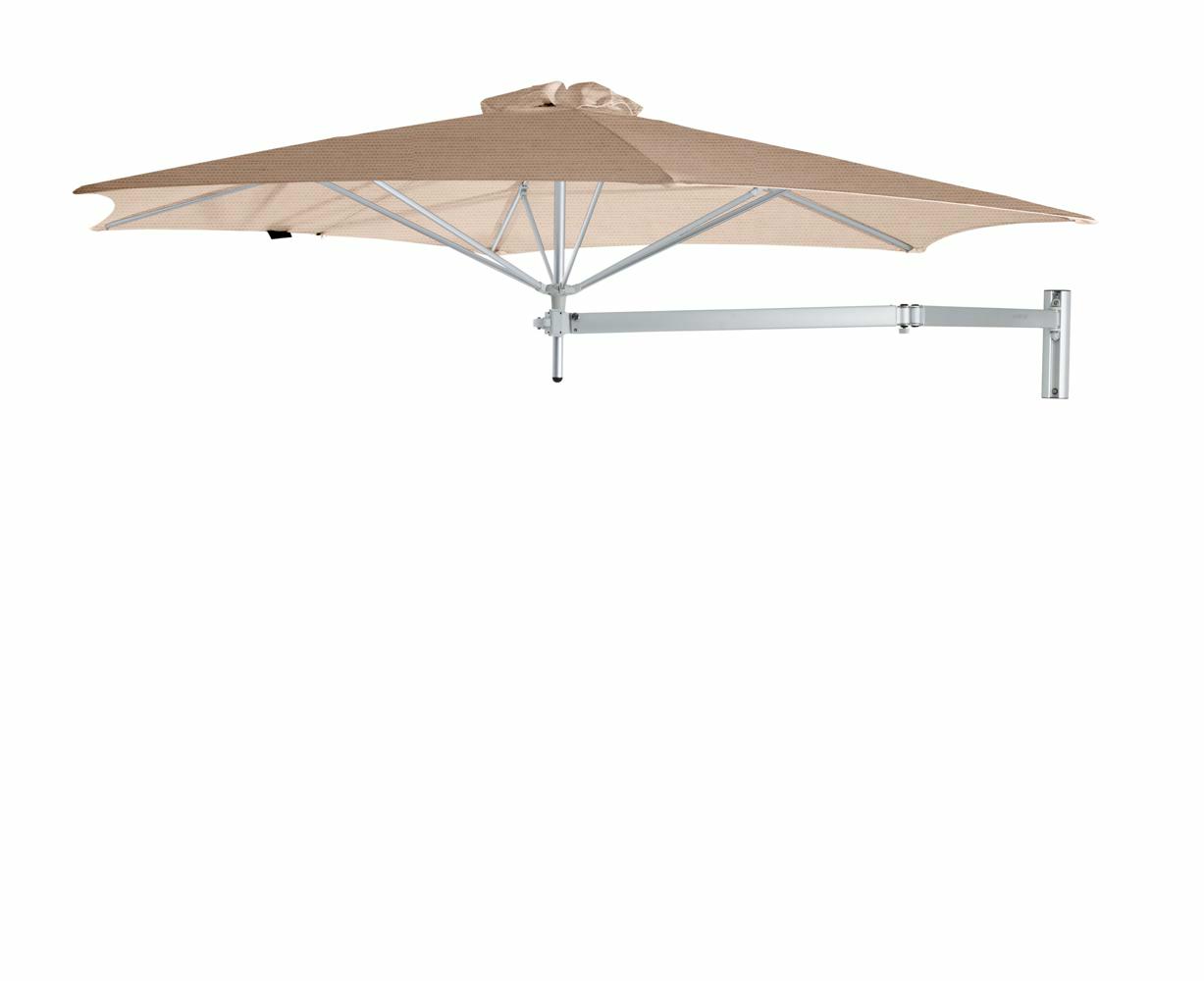 Paraflex wall mounted parasols round 3 m with Blush fabric and a Neo arm