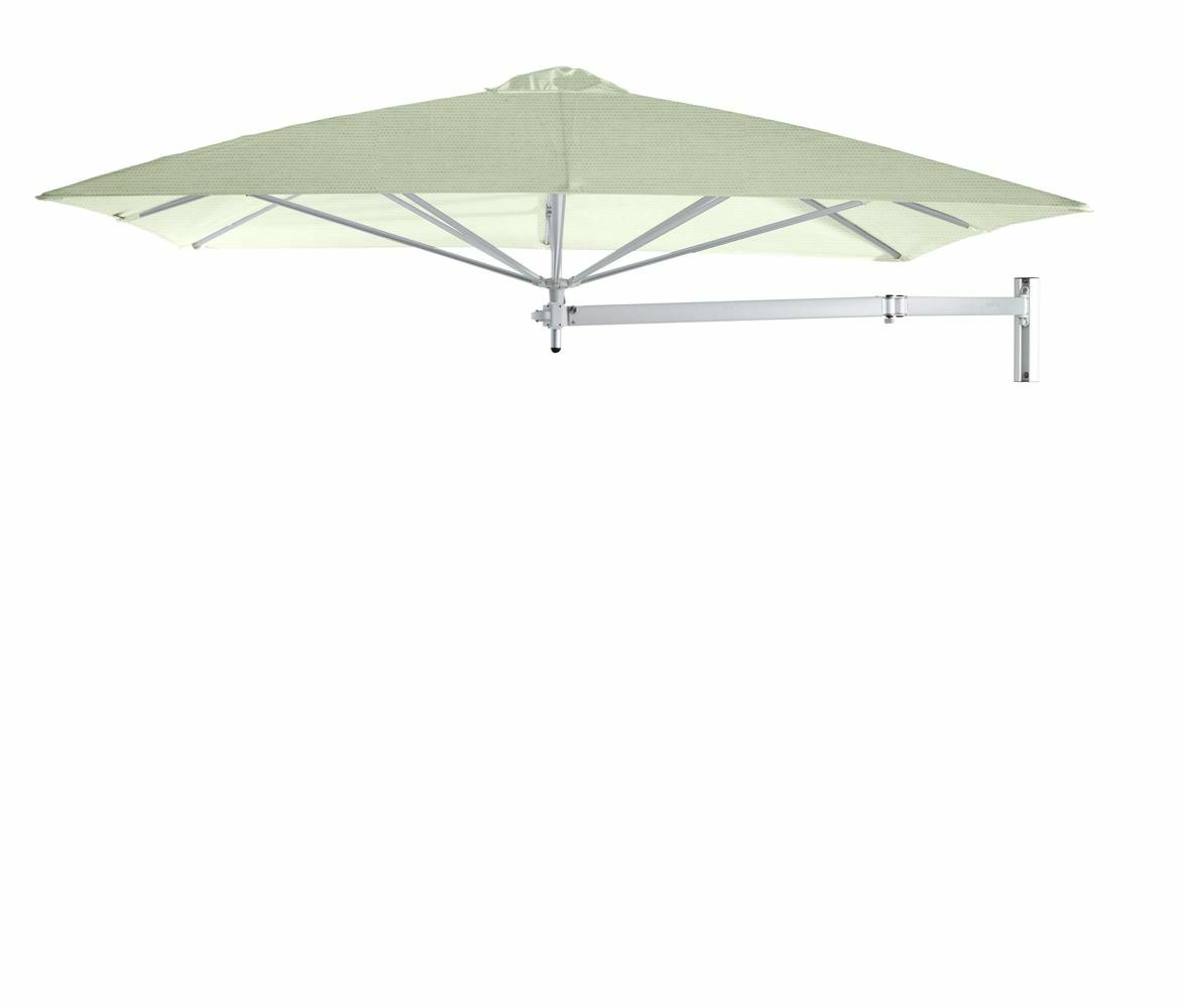 Paraflex wall mounted parasols square 2,3 m with Mint fabric and a Neo arm