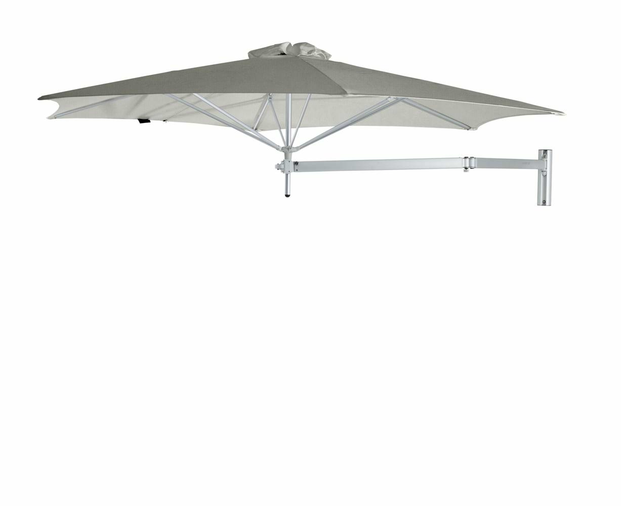 Paraflex wall mounted parasols round 3 m with Grey fabric and a Neo arm