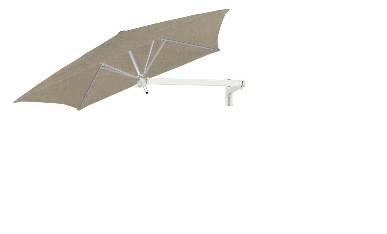 Paraflex wall mounted parasols square 2 m with Sand fabric and a Neo arm