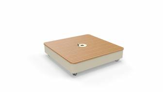 Base à dalles PX Beige Limestone (RAL1013), cache en bois (Thermo Poplar)  (dalles pas incluses, roulettes incluses)