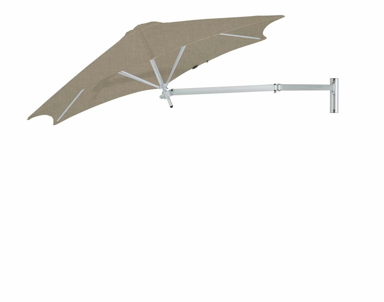 Paraflex wall mounted parasols round 2,7 m with Sand fabric and a Neo arm