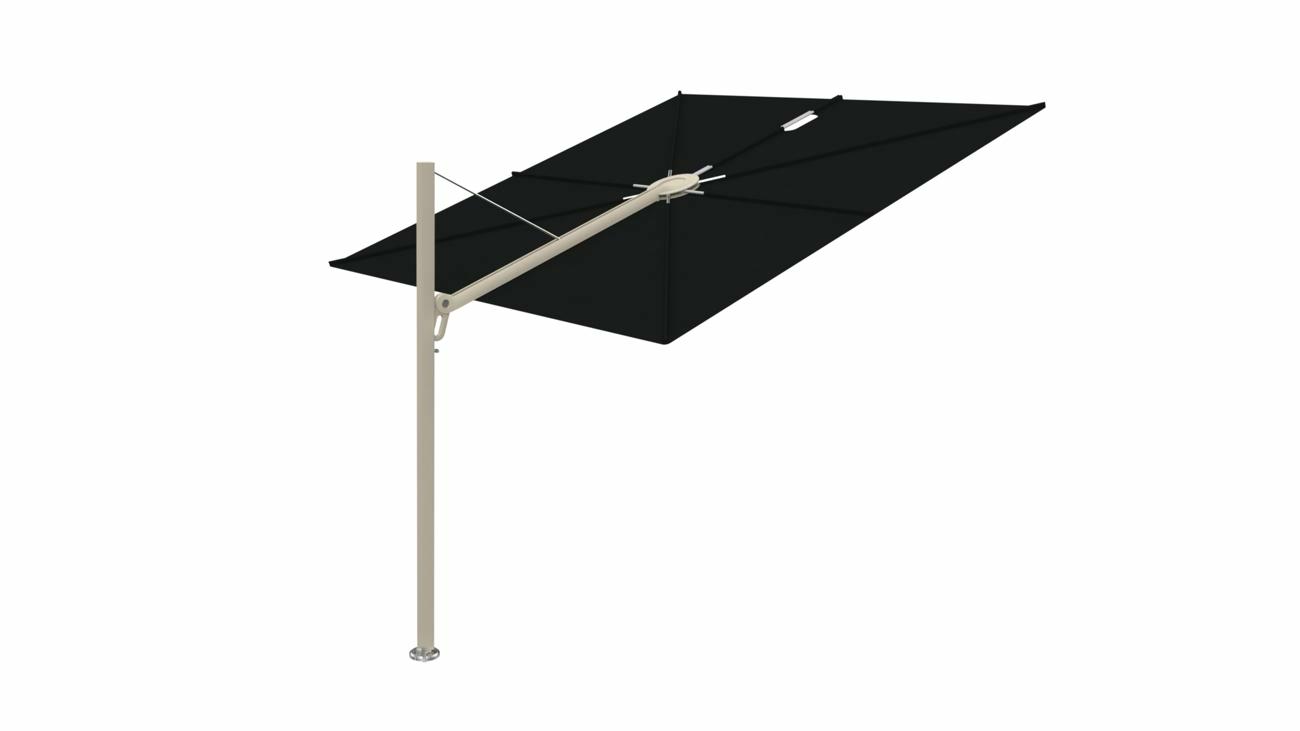Spectra cantilever umbrella, 2,5 x 2,5 m square, Beige limestone frame, Black fabric