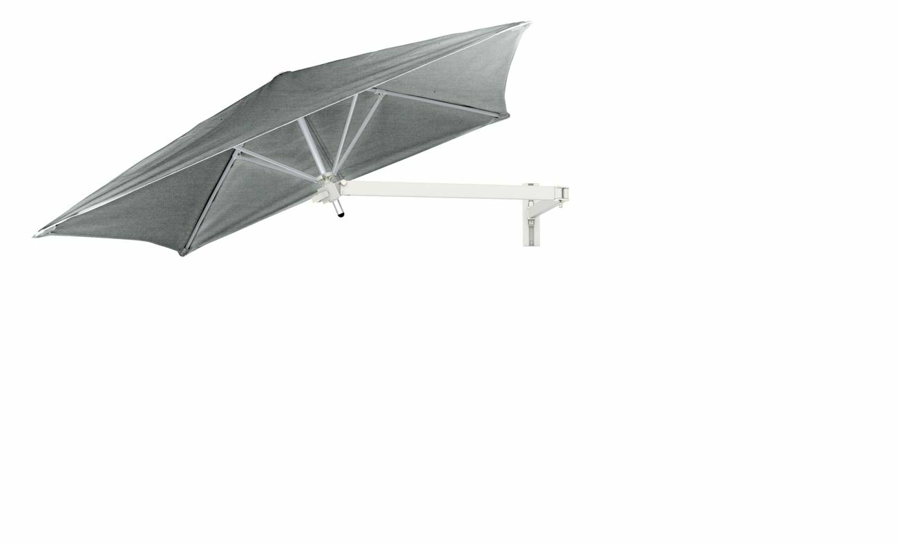 Paraflex wall mounted parasols square 2 m with Flanelle fabric and a Neo arm