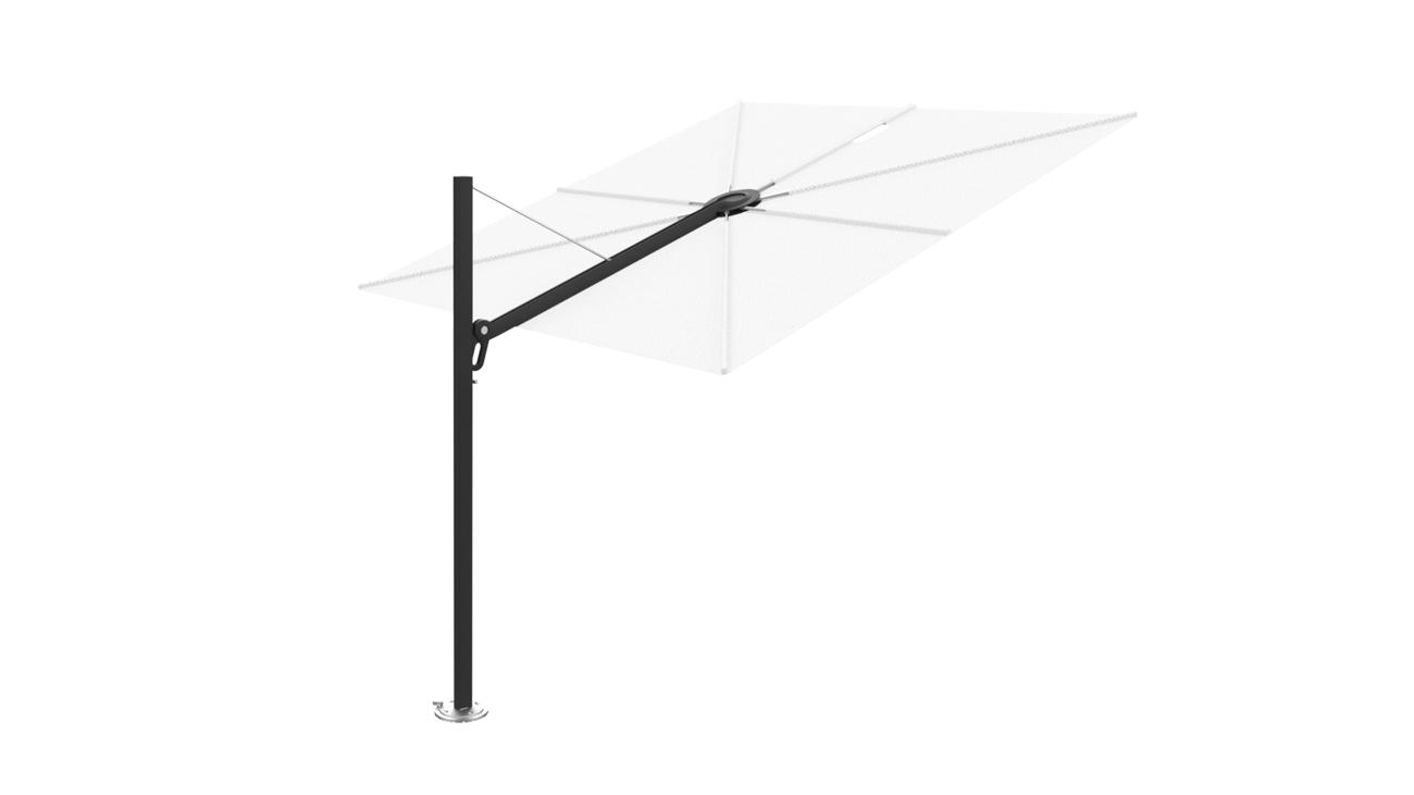 Spectra cantilever umbrella, 2,5 x 2,5 m square, Black (15 cm) frame, Natural fabric