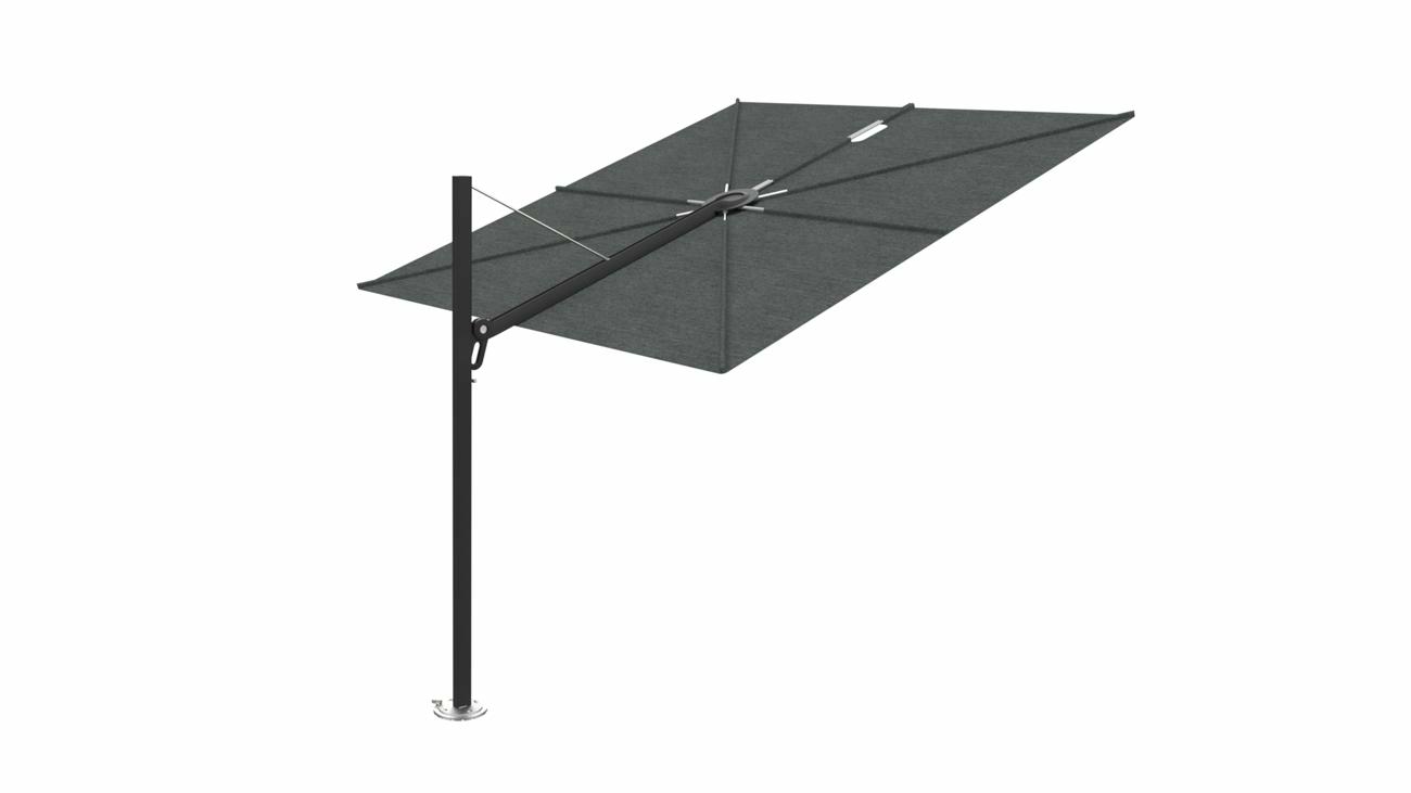Spectra cantilever umbrella, 2,5 x 2,5 m square, Black (15 cm) frame, Flanelle fabric