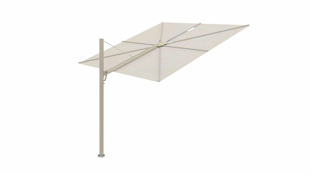 Spectra cantilever umbrella, 2,5 x 2,5 m square, Beige limestone frame, Canvas fabric