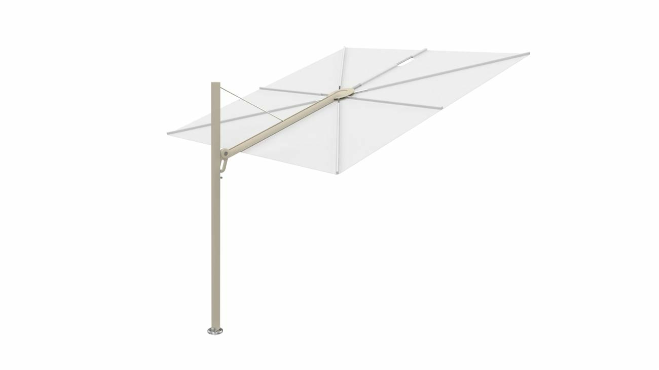Spectra cantilever umbrella, 2,5 x 2,5 m square, Beige limestone frame, Natural fabric