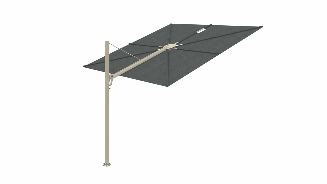 Spectra cantilever umbrella, 2,5 x 2,5 m square, Beige limestone frame, Flanelle fabric