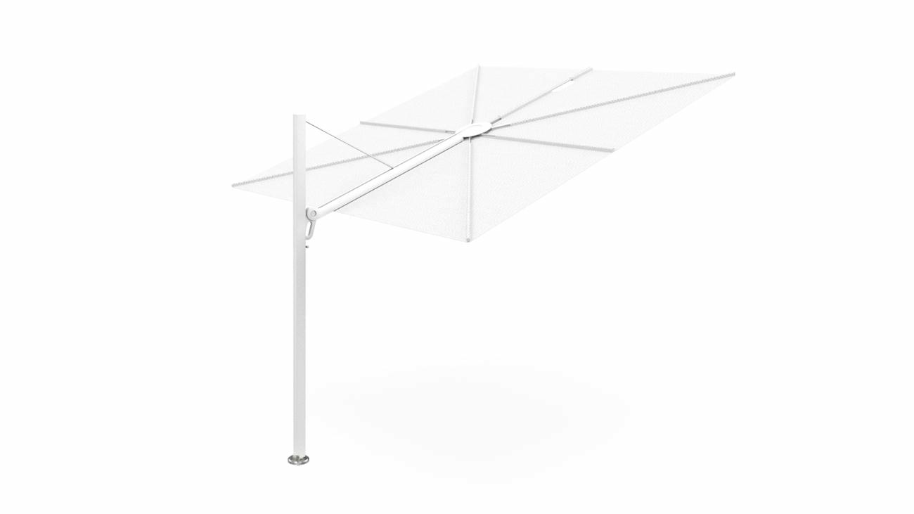 Spectra cantilever umbrella, 2,5 x 2,5 m square, White frame, Natural fabric