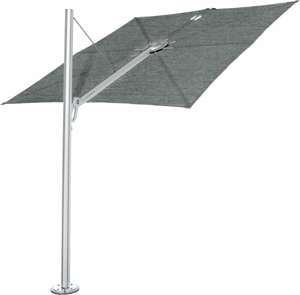 Spectra cantilever umbrella, straight (90°), 300 x 300 square, with frame in Aluminum and Flanelle canopy.