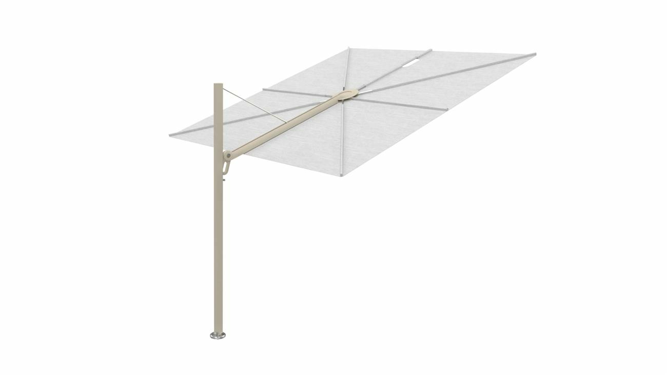 Spectra cantilever umbrella, straight (90°), 300 x 300 square, with frame in  Beige Limestone  and Colorum Marble  canopy.