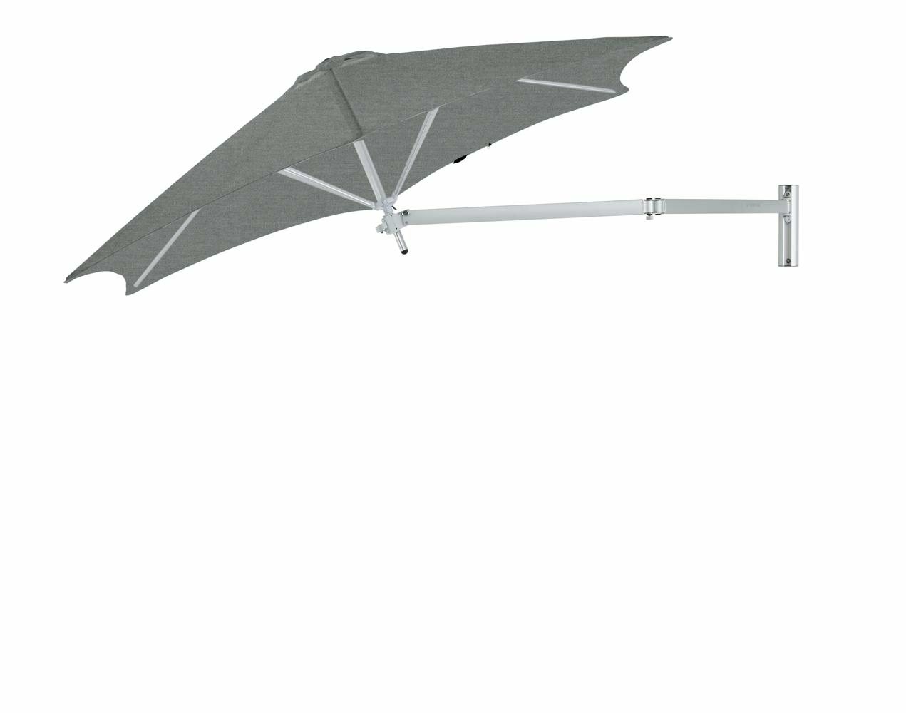 Paraflex wall mounted parasols round 2,7 m with Flanelle fabric and a Neo arm