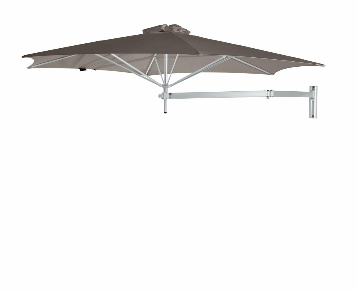 Paraflex wall mounted parasols round 3 m with Taupe fabric and a Neo arm