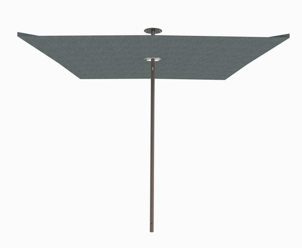 Infina center post umbrella, 3 m square, with frame in Bronze and Flanelle canopy.