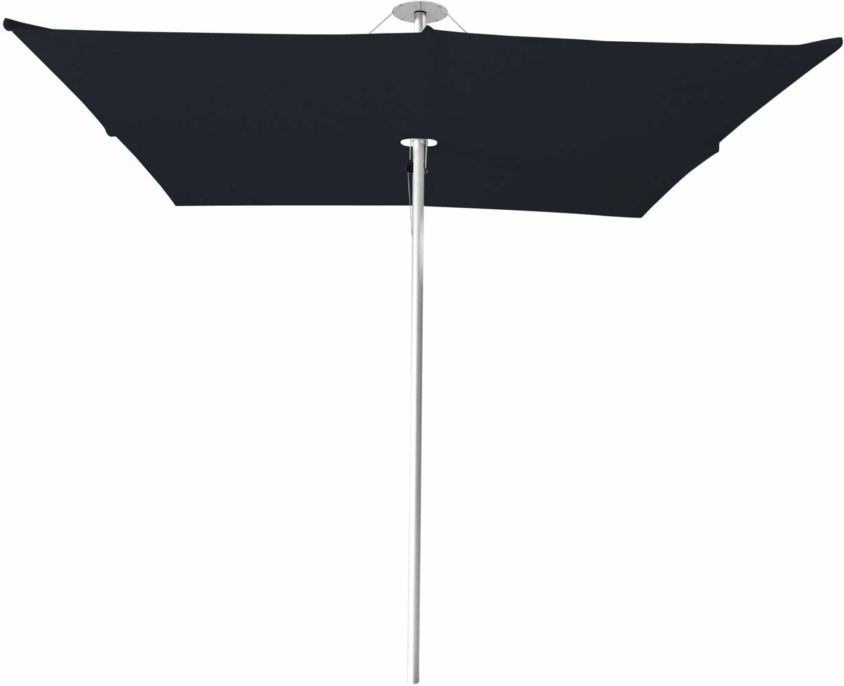 Infina center post umbrella, 3 m square, with frame in Aluminum and Colorum Black canopy.