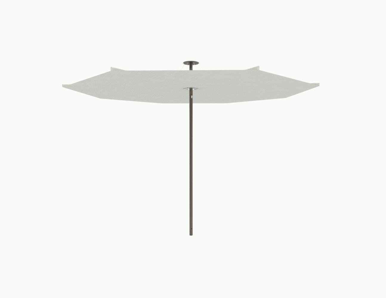 Infina center post umbrella, 3 m round, with frame in Bronze and Lin canopy.