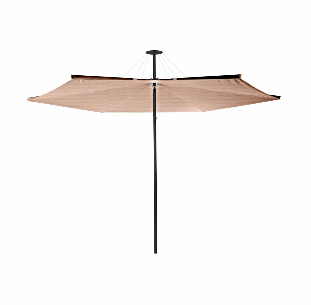 Infina center post umbrella, 3 m round, with frame in Black and Nectar canopy.